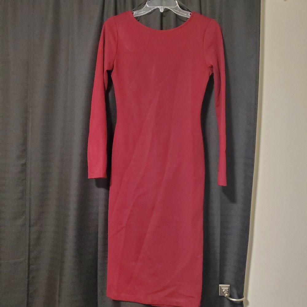 Lulus, burgundy midi dress.